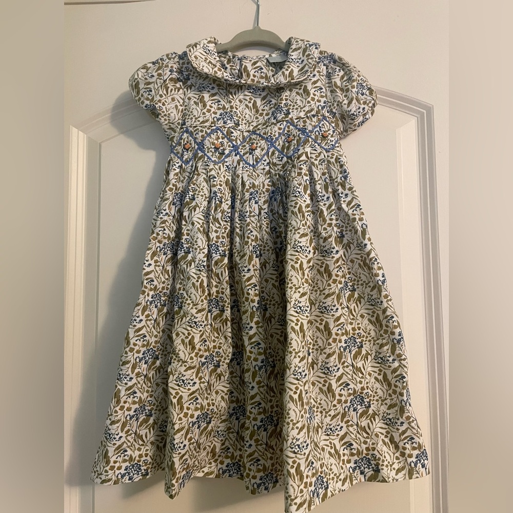 Edgehill Collection Olive and Blue Spring Dress Size 2T